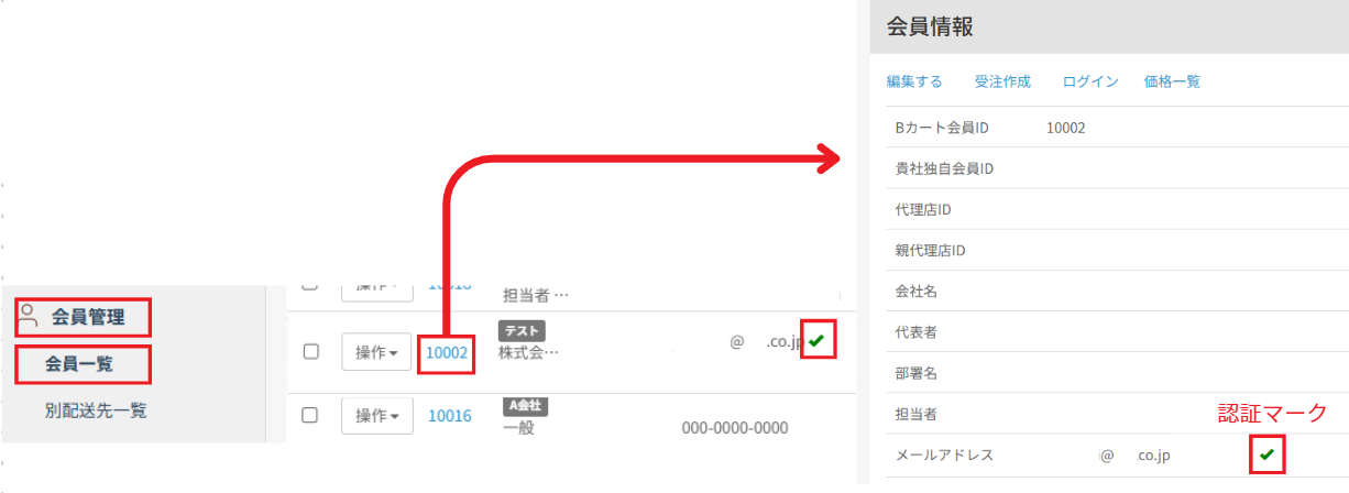管理画面での確認箇所