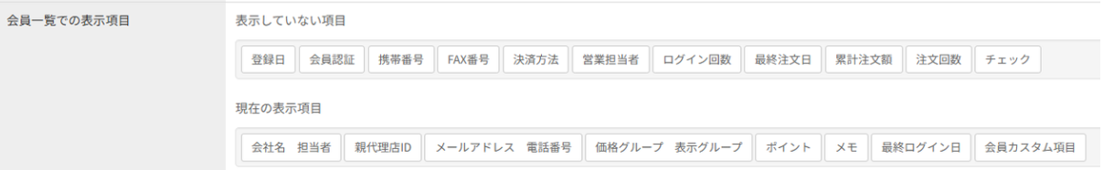 会員一覧での表示項目